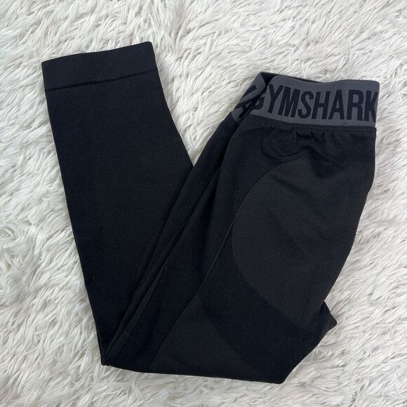 Gymshark Flex Leggings Gray/Black/Charcoal Womens Training‎ Gym 3/4 Size Small - Picture 1 of 8